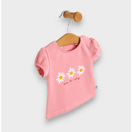 Rainy Бебешка блуза с къс ръкав Маргаритки 62-92 см. пудра