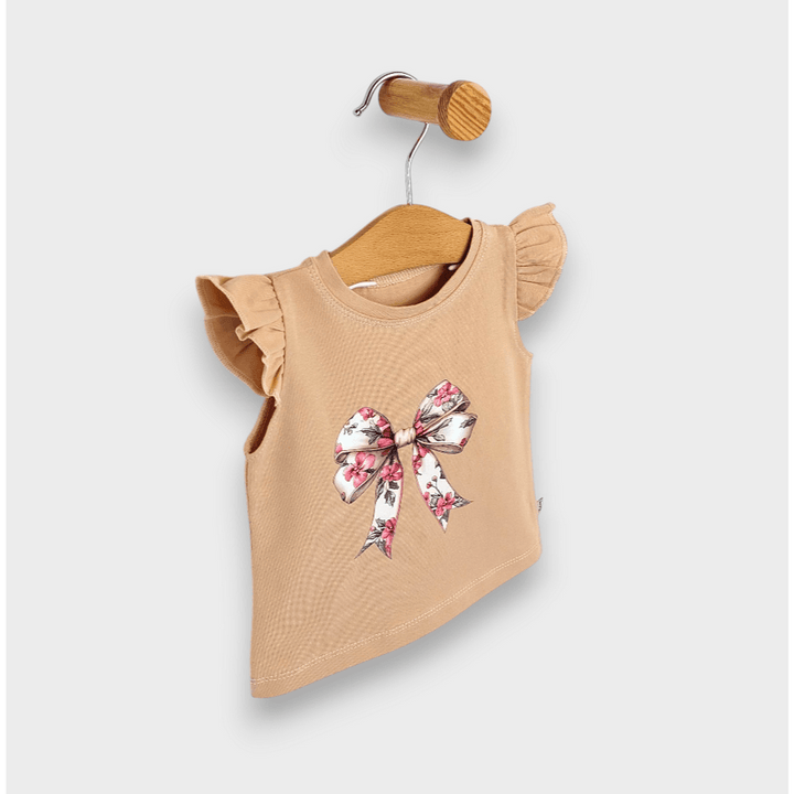 Rainy Бебешка блуза с къс ръкав Панделка 62-92 см. мока