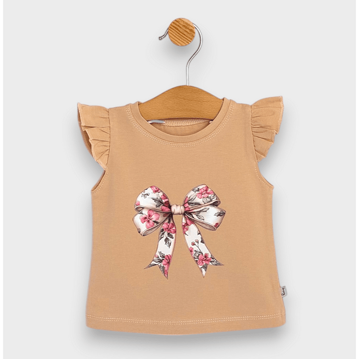 Rainy Бебешка блуза с къс ръкав Панделка 62-92 см. мока