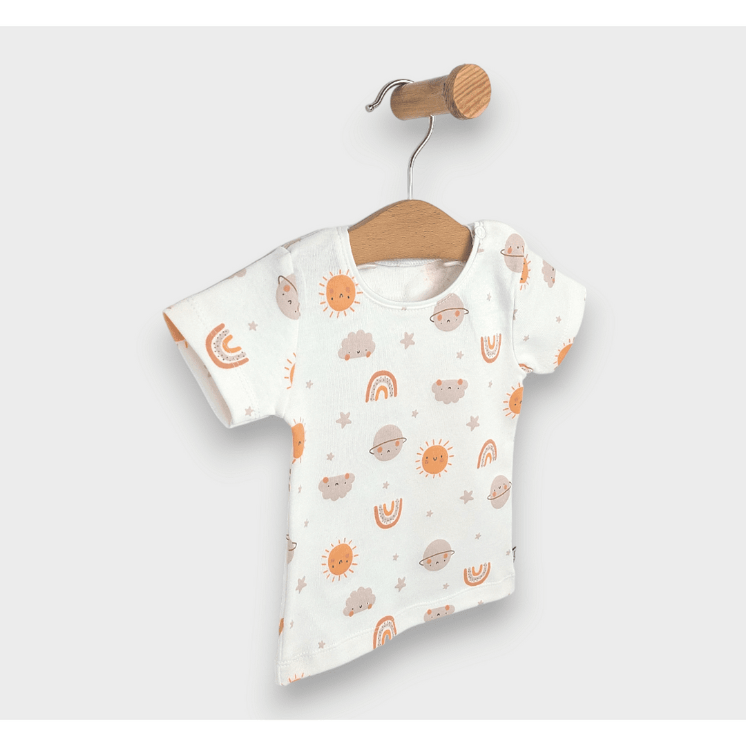 Rainy Бебешка блуза с къс ръкав Слънце с облаци 62-92 см.