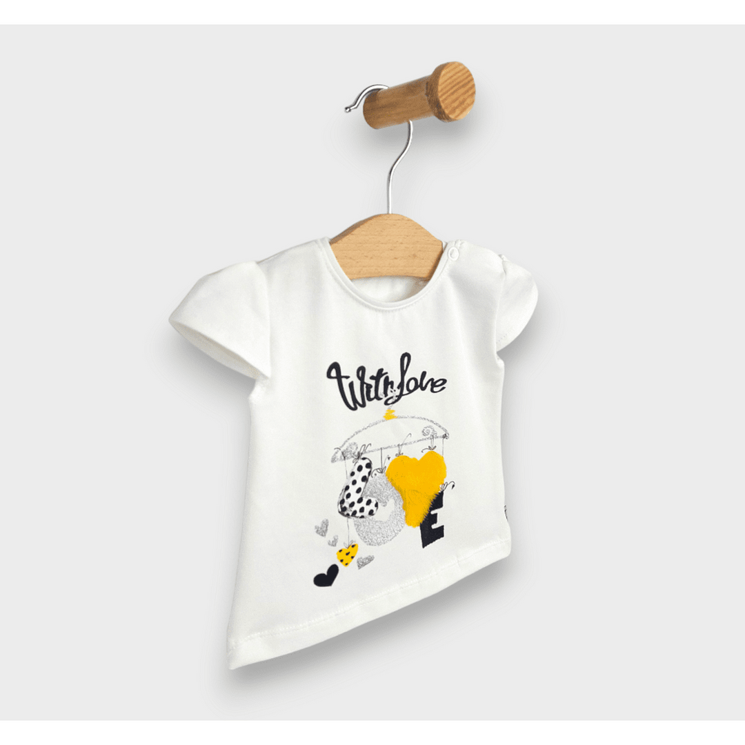 Rainy Бебешка блуза с къс ръкав With love 62-92 см. екрю