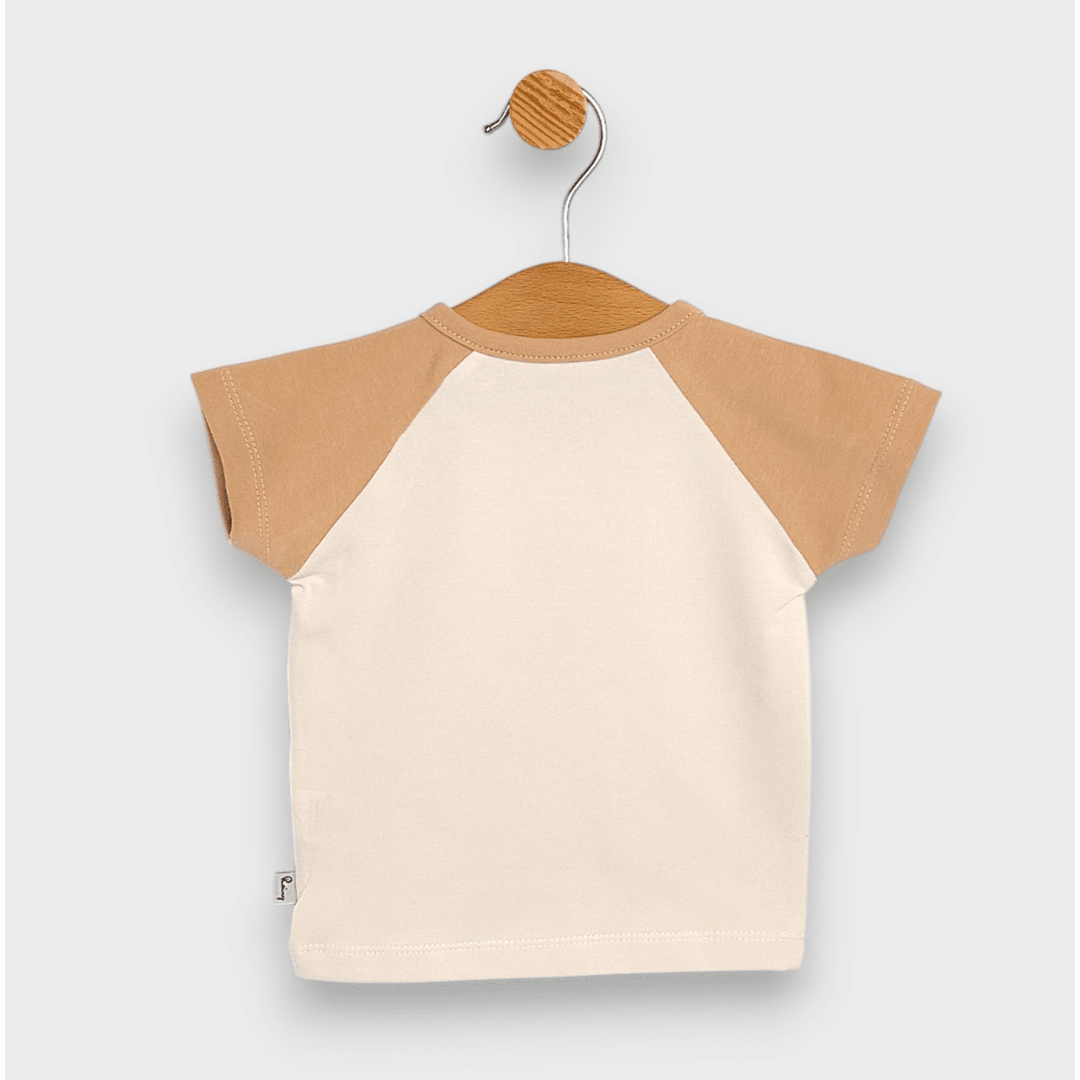 Rainy Бебешка блуза с къс реглан ръкав Дино 62-92 см. екрю/мока