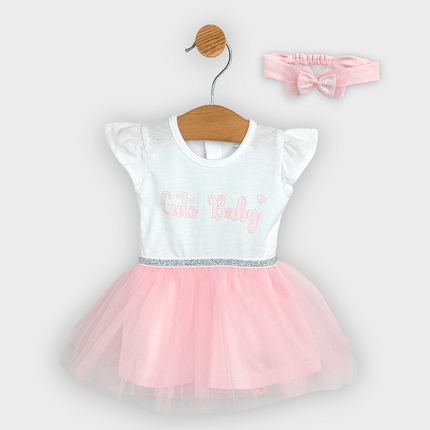 Rainy Бебешка боди-рокля с диадема 56-80 см. Cute Baby розова