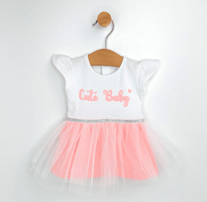 Rainy Бебешка боди-рокля с диадема 56-80 см. Cute Baby корал