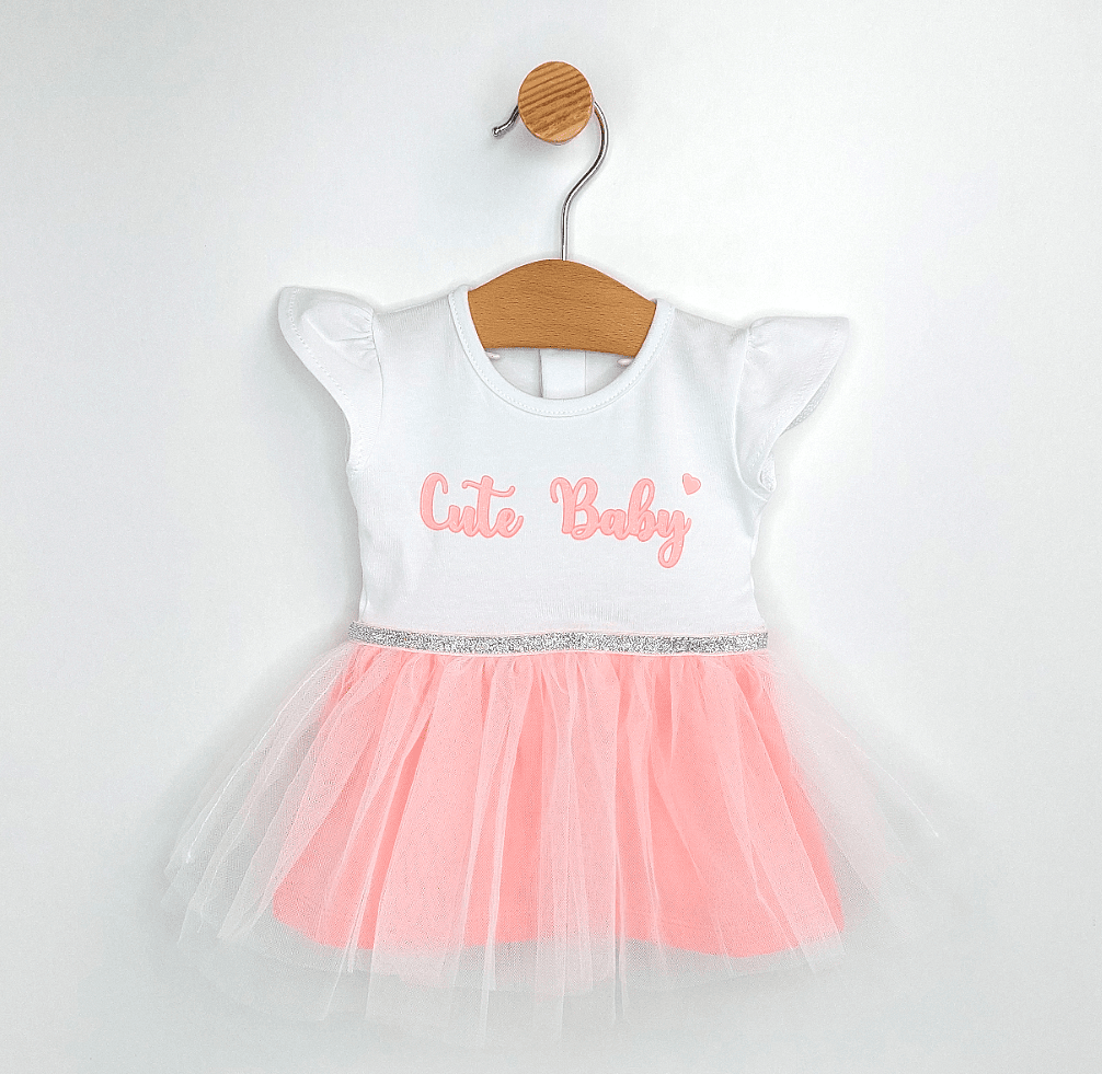 Rainy Бебешка боди-рокля с диадема 56-80 см. Cute Baby корал