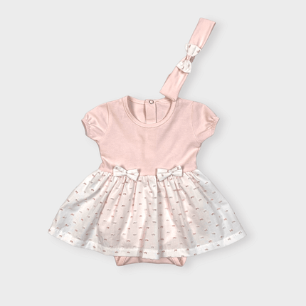 Rainy Бебешка боди-рокля с диадема 56-80 см. Панделка къс ръкав