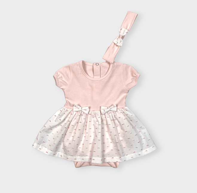 Rainy Бебешка боди-рокля с диадема 56-80 см. Панделка къс ръкав