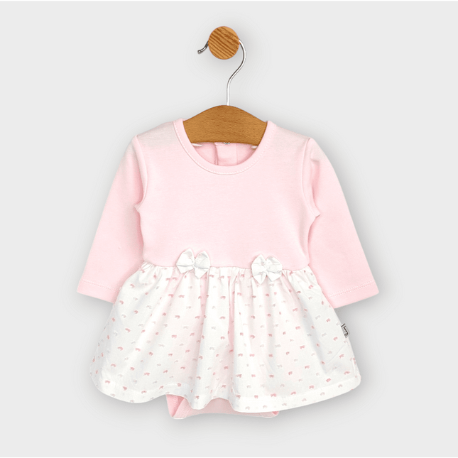 Rainy Бебешка боди-рокля с диадема 56-74 см. Панделка дълъг ръкав розов