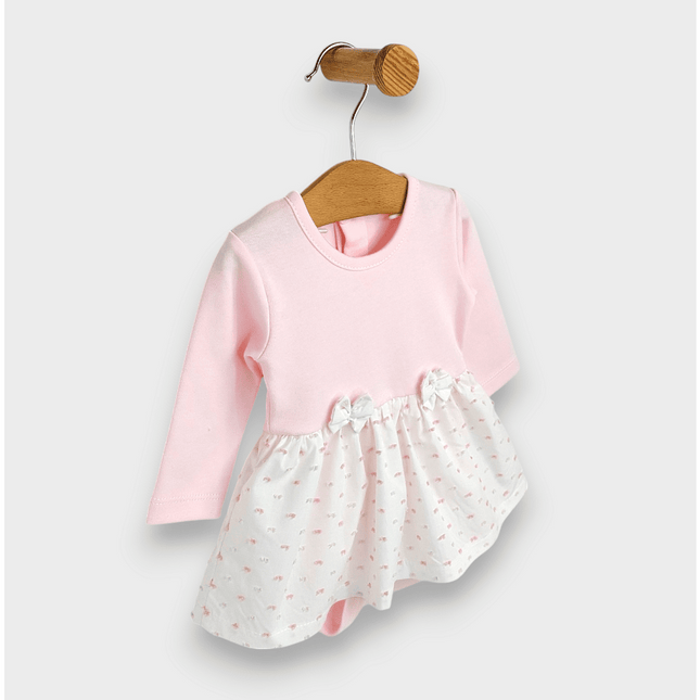 Rainy Бебешка боди-рокля с диадема 56-74 см. Панделка дълъг ръкав розов