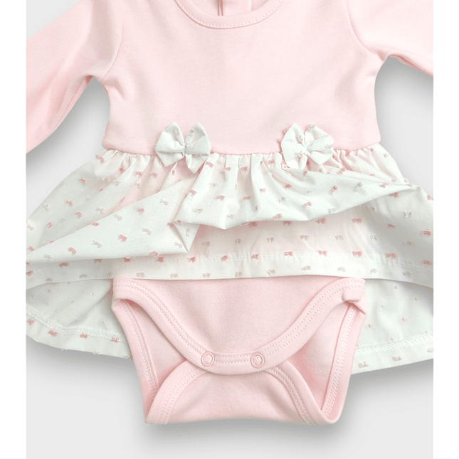 Rainy Бебешка боди-рокля с диадема 56-74 см. Панделка дълъг ръкав розов