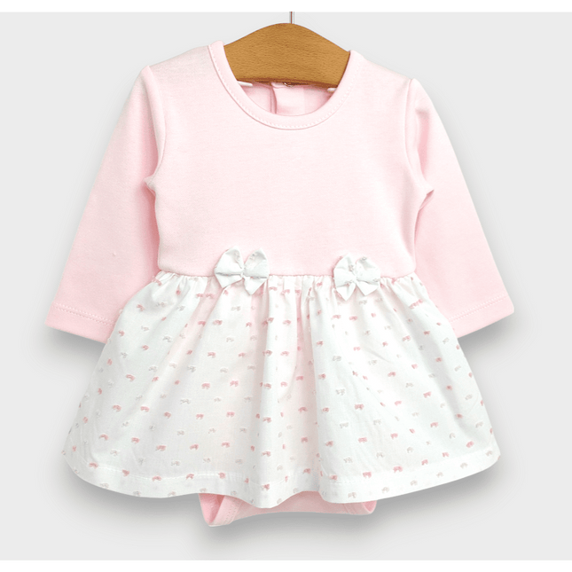 Rainy Бебешка боди-рокля с диадема 56-74 см. Панделка дълъг ръкав розов