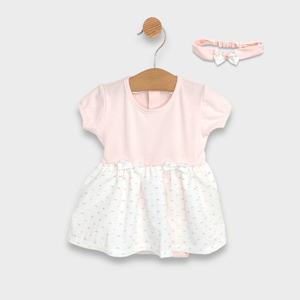 Rainy Бебешка боди-рокля с диадема 56-80 см. Панделка къс ръкав