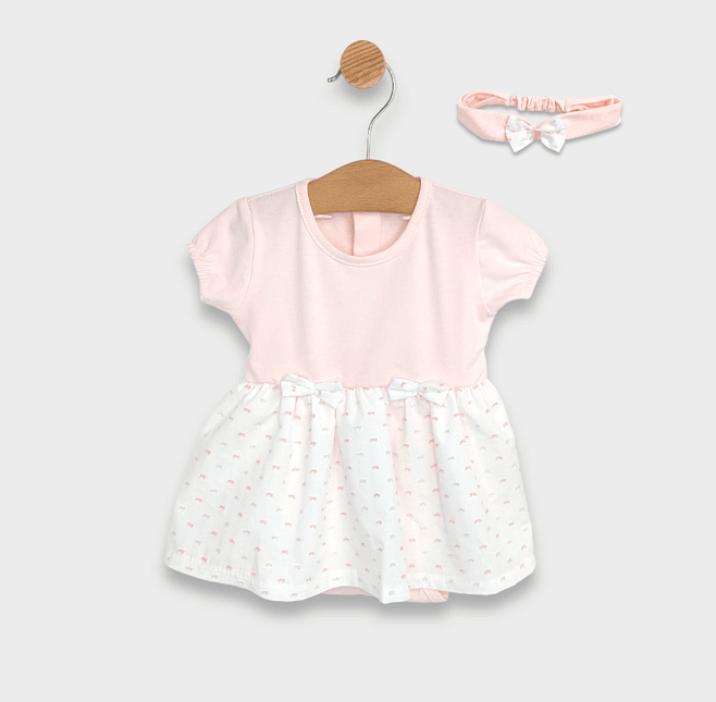 Rainy Бебешка боди-рокля с диадема 56-80 см. Панделка къс ръкав