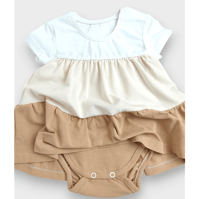 Rainy Бебешка боди-рокля с харбали 56-80 см. бял/екрю/мока