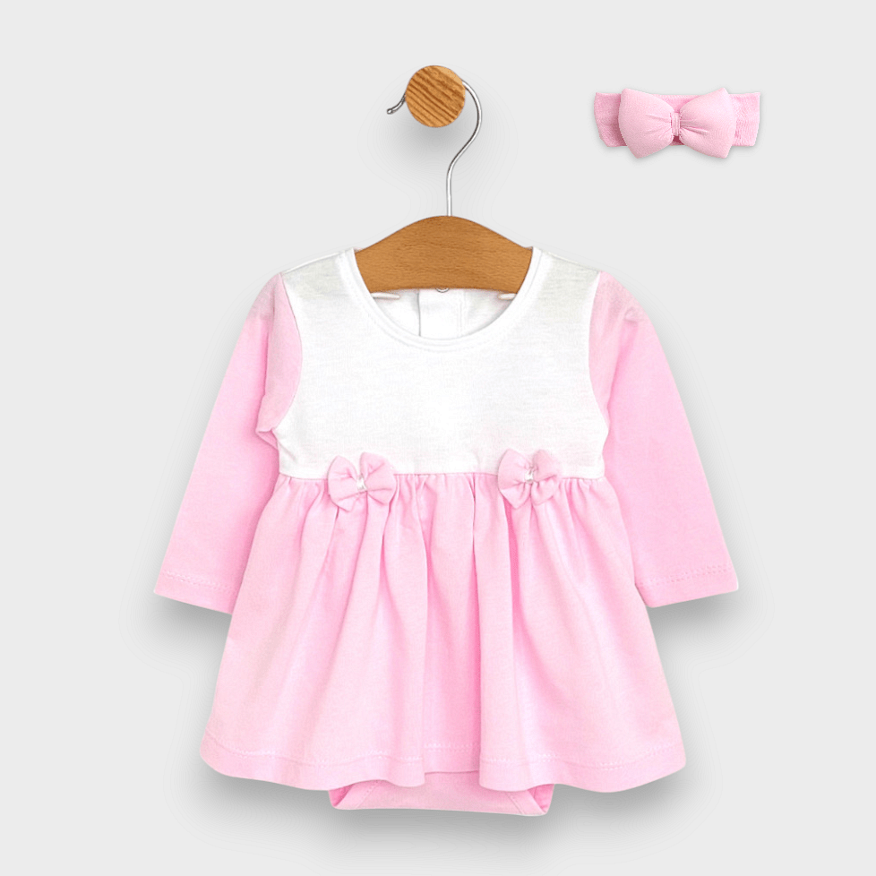 Rainy Бебешка боди-рокля с лента за глава 56-80 см. Ribbon дълъг ръкав