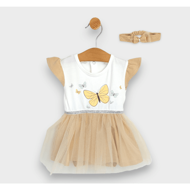 Rainy Бебешка боди-рокля с тюл и диадема 56-80 см. бежов