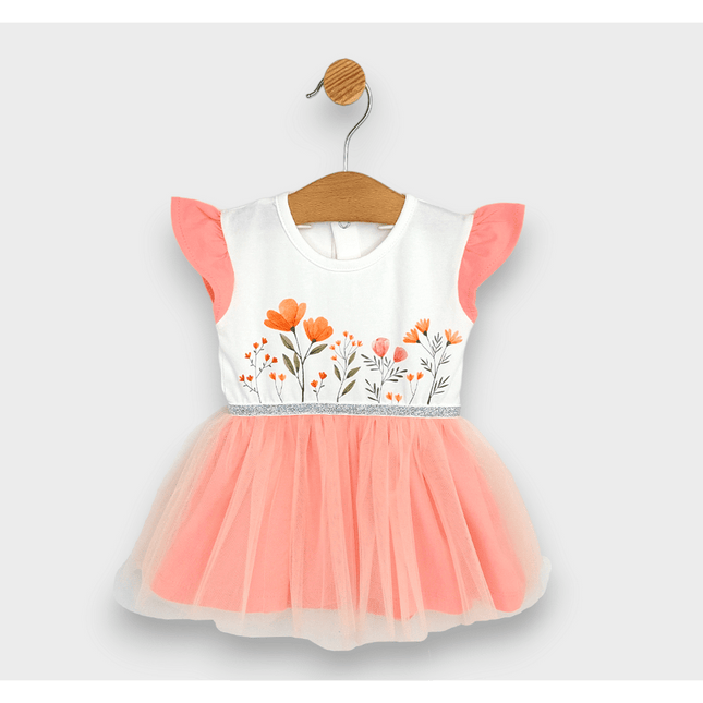 Rainy Бебешка боди-рокля с тюл и диадема 56-80 см. праскова