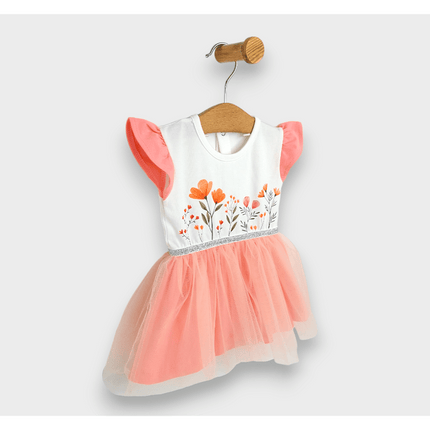 Rainy Бебешка боди-рокля с тюл и диадема 56-80 см. праскова