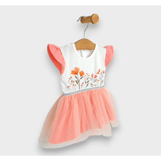 Rainy Бебешка боди-рокля с тюл и диадема 56-80 см. праскова