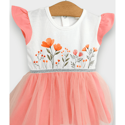 Rainy Бебешка боди-рокля с тюл и диадема 56-80 см. праскова