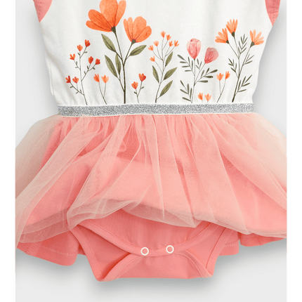 Rainy Бебешка боди-рокля с тюл и диадема 56-80 см. праскова