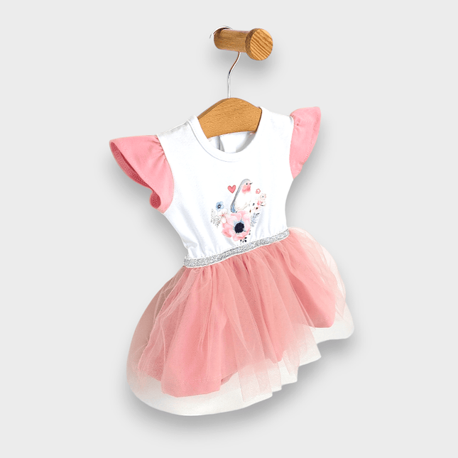 Rainy Бебешка боди-рокля с тюл и диадема 56-80 см. пудра