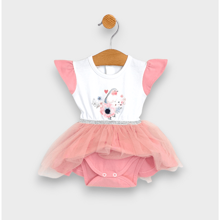 Rainy Бебешка боди-рокля с тюл и диадема 56-80 см. пудра