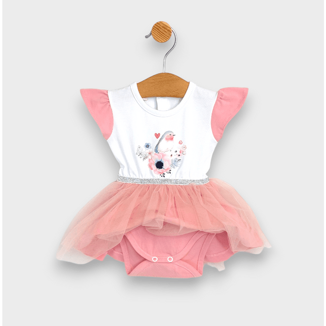 Rainy Бебешка боди-рокля с тюл и диадема 56-80 см. пудра