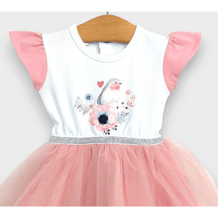 Rainy Бебешка боди-рокля с тюл и диадема 56-80 см. пудра