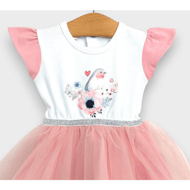 Rainy Бебешка боди-рокля с тюл и диадема 56-80 см. пудра