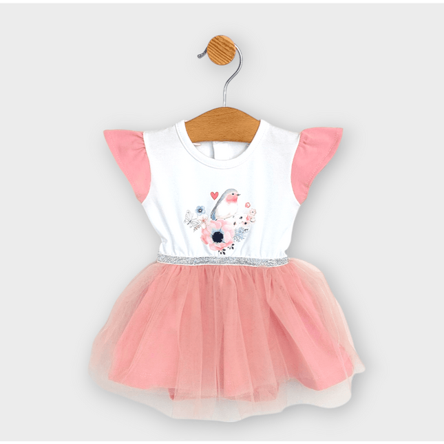 Rainy Бебешка боди-рокля с тюл и диадема 56-80 см. пудра