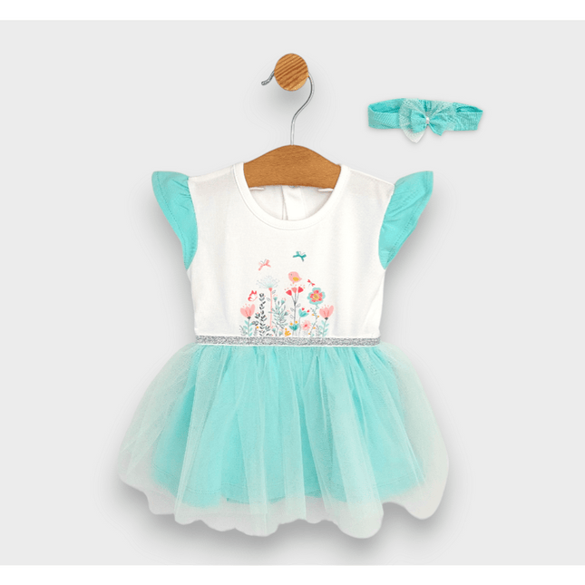 Rainy Бебешка боди-рокля с тюл и диадема 56-80 см. резеда