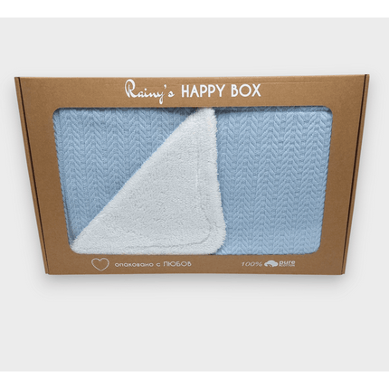 Rainy Бебешка двулицева плетена пелена 85х85 см. син