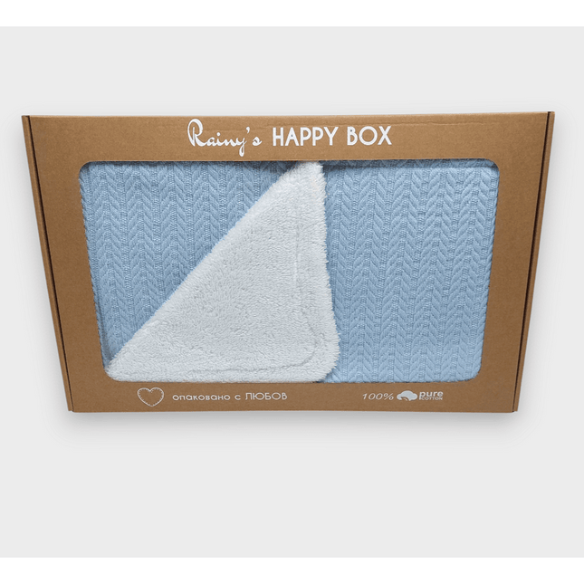 Rainy Бебешка двулицева плетена пелена 85х85 см. син