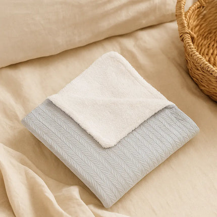 Rainy Бебешка двулицева плетена пелена 85х85 см. син