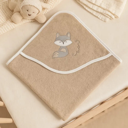 Rainy Бебешка хавлия с качулка Лисица 90х90 см. бежов