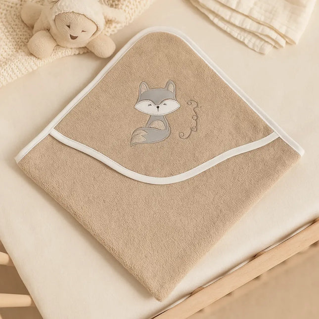 Rainy Бебешка хавлия с качулка Лисица 90х90 см. бежов