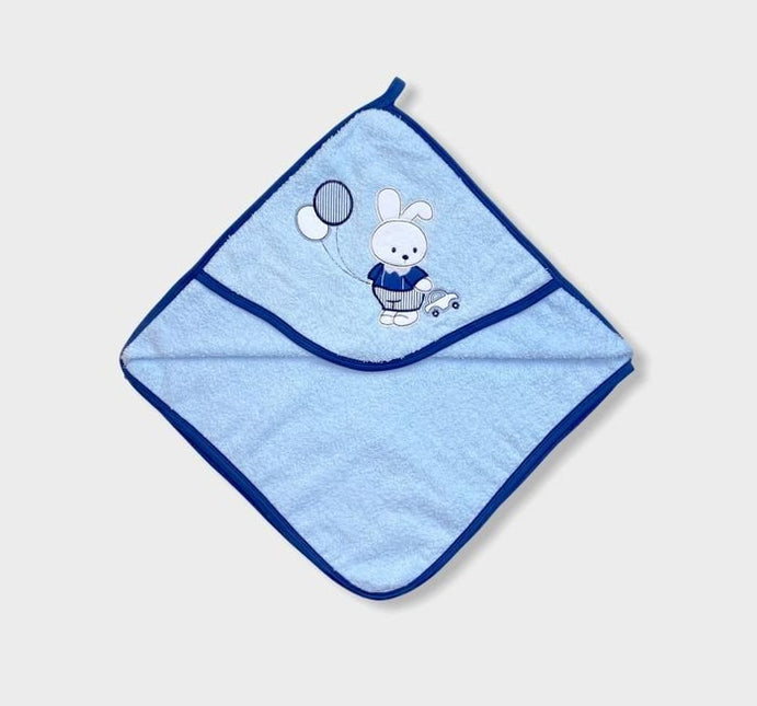 Rainy Бебешка хавлия с качулка Зайче с кола 90х90 см.
