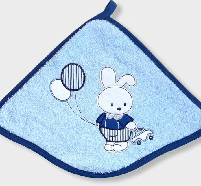 Rainy Бебешка хавлия с качулка Зайче с кола 90х90 см.