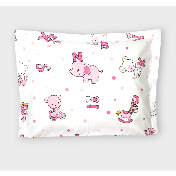 Rainy Бебешка калъфка за възглавница 30х40 см. Мече с букви розов