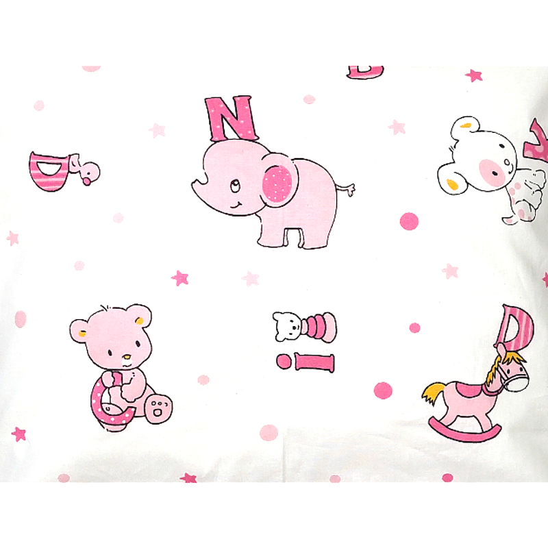 Rainy Бебешка калъфка за възглавница 30х40 см. Мече с букви розов