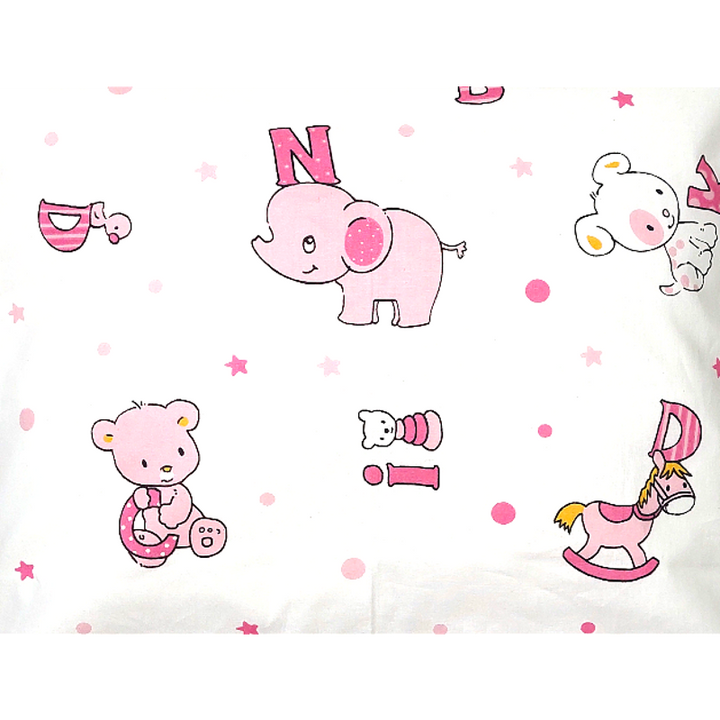 Rainy Бебешка калъфка за възглавница 30х40 см. Мече с букви розов