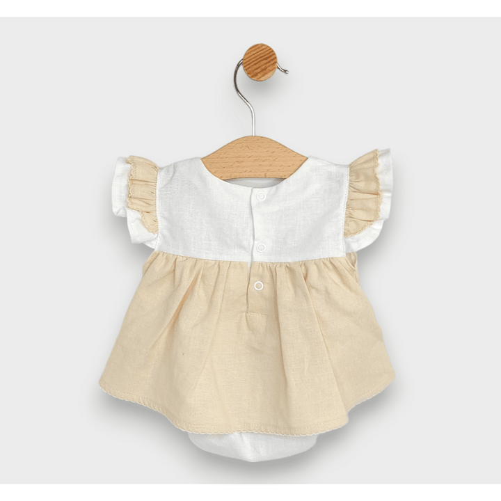 Rainy Premium Бебешка ленена боди-рокля 56-86 см. бял