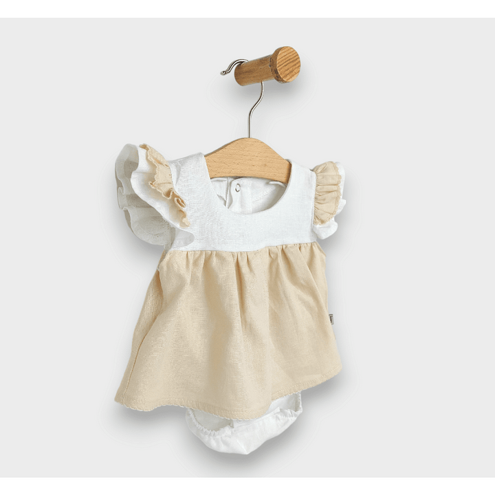 Rainy Premium Бебешка ленена боди-рокля 56-86 см. бял