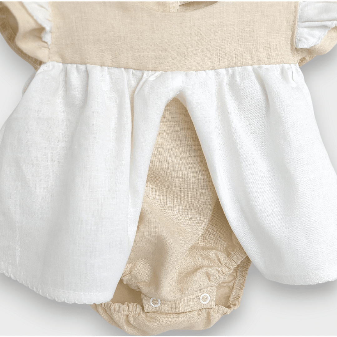 Rainy Premium Бебешка ленена боди-рокля 56-86 см. бежов