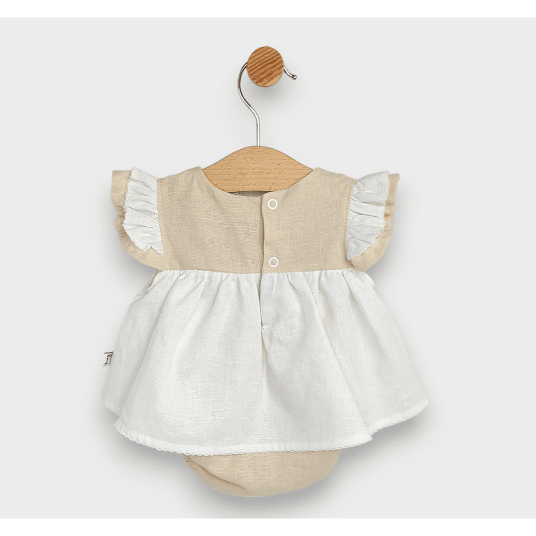 Rainy Premium Бебешка ленена боди-рокля 56-86 см. бежов