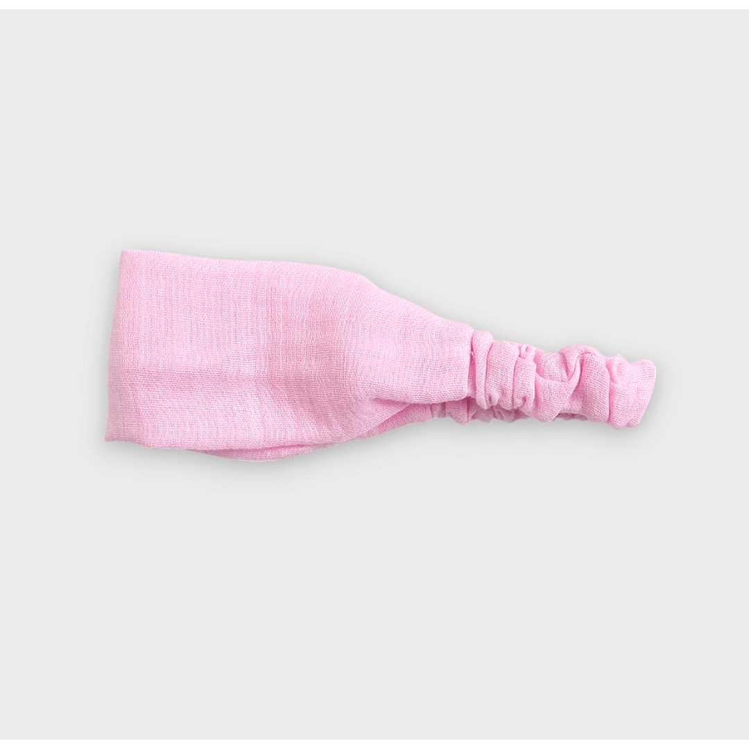 Rainy Бебешка муселинова лента за глава розов