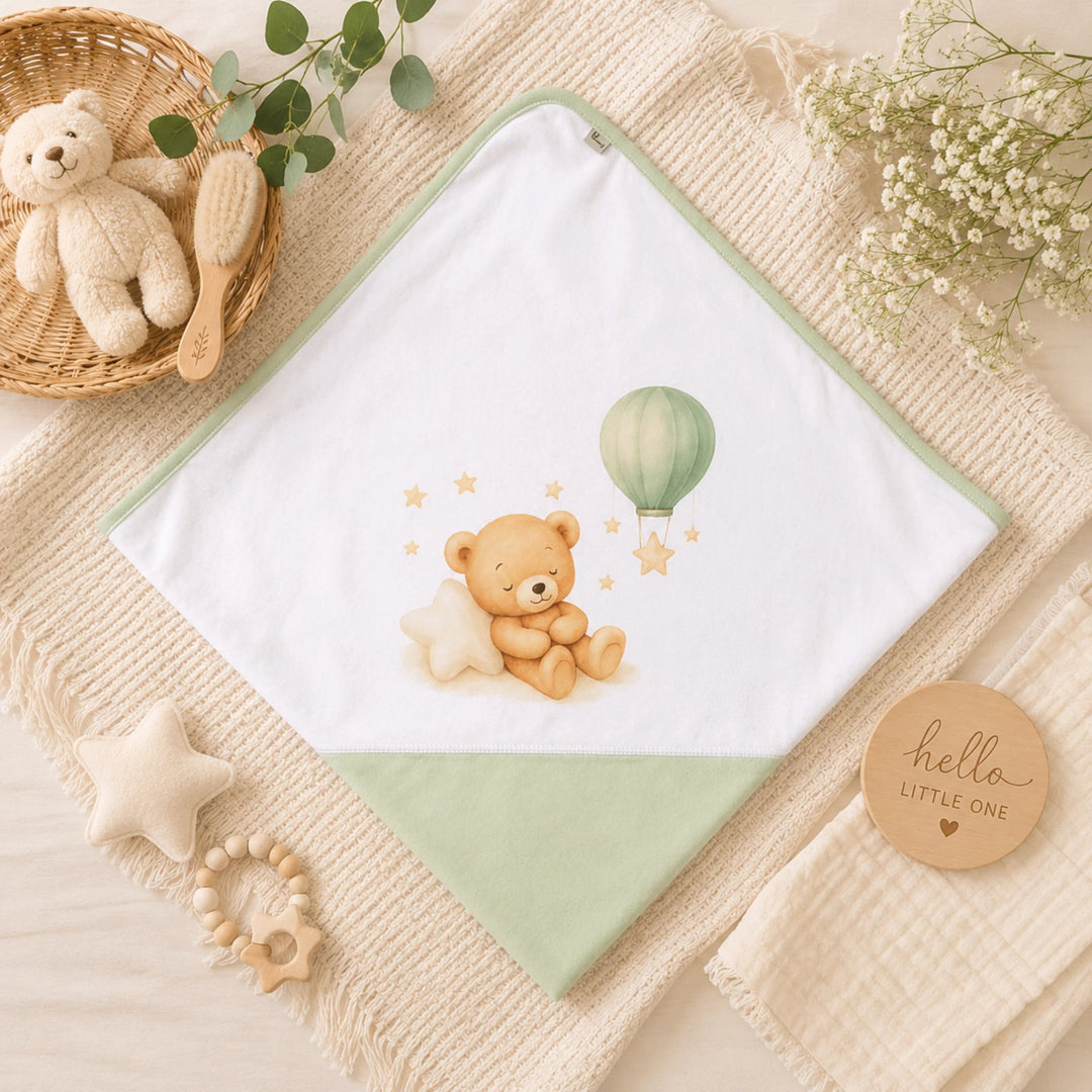 Rainy Бебешка пелена 85х85 см. Green bear