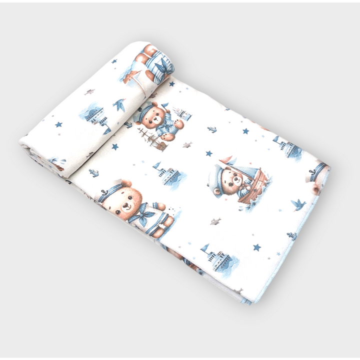 Rainy Бебешка пелена бархетна 120х120 см. Мече моряче