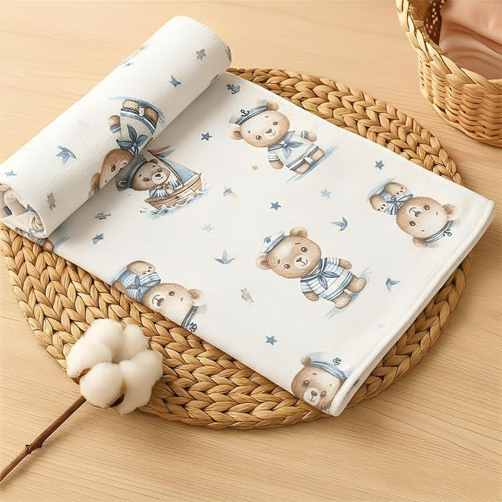 Rainy Бебешка пелена бархетна 120х120 см. Мече моряче